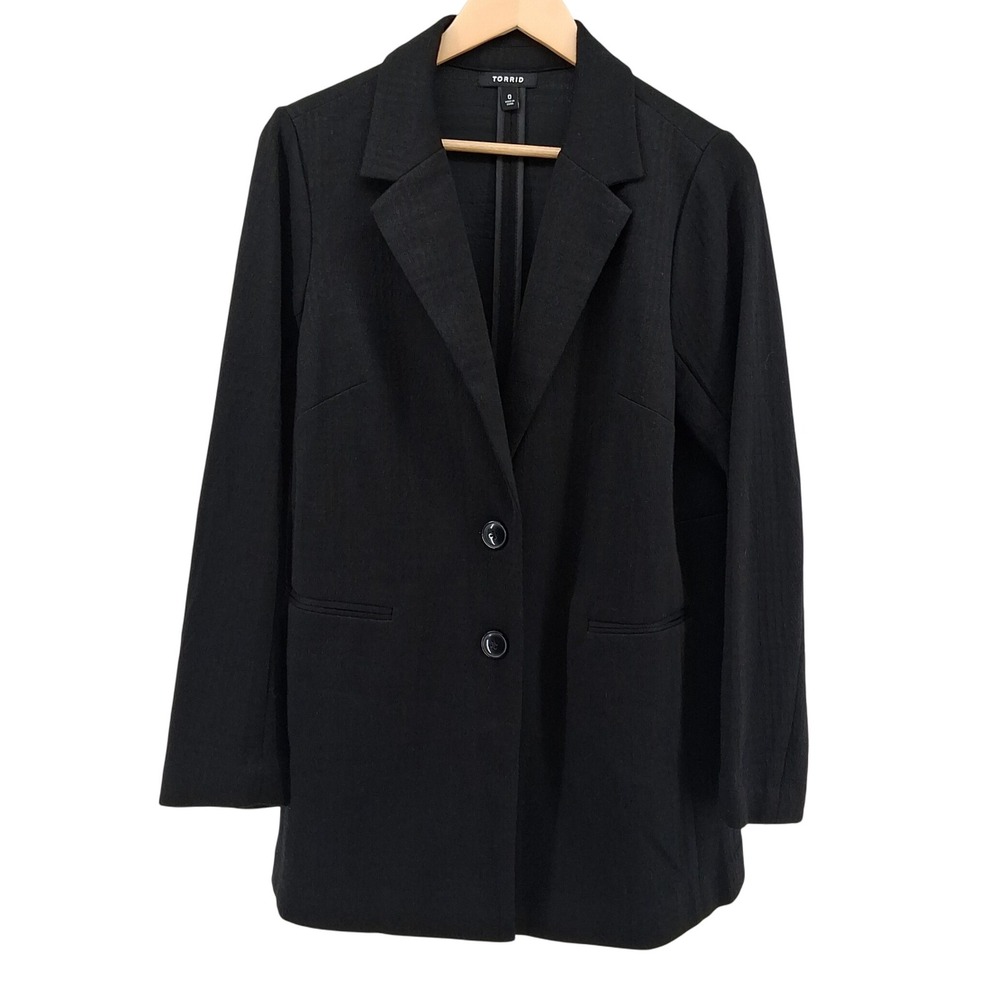 Torrid Womens Black Blazer Jacket Size 0 L 12 Career Workwear 2 Button Lined - Picture 1 of 12